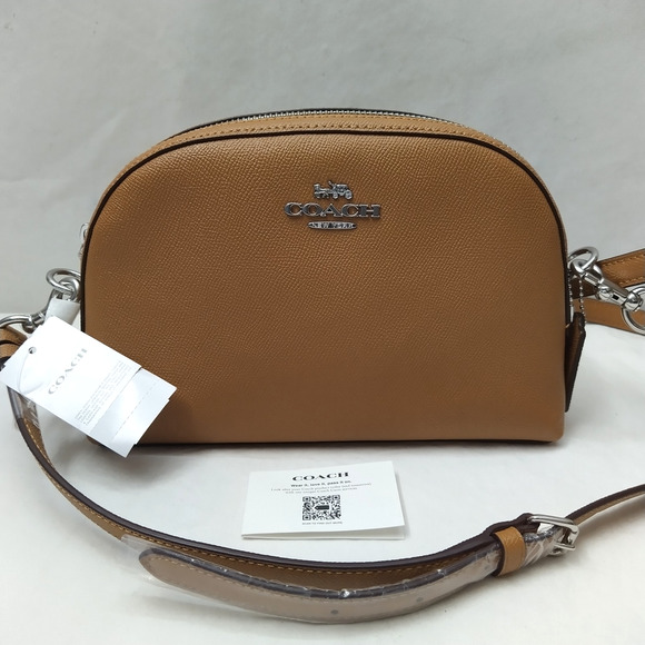 Coach Brown Leather Zipper Closure Crossbody Bag - NWT $328 - Picture 1 of 16